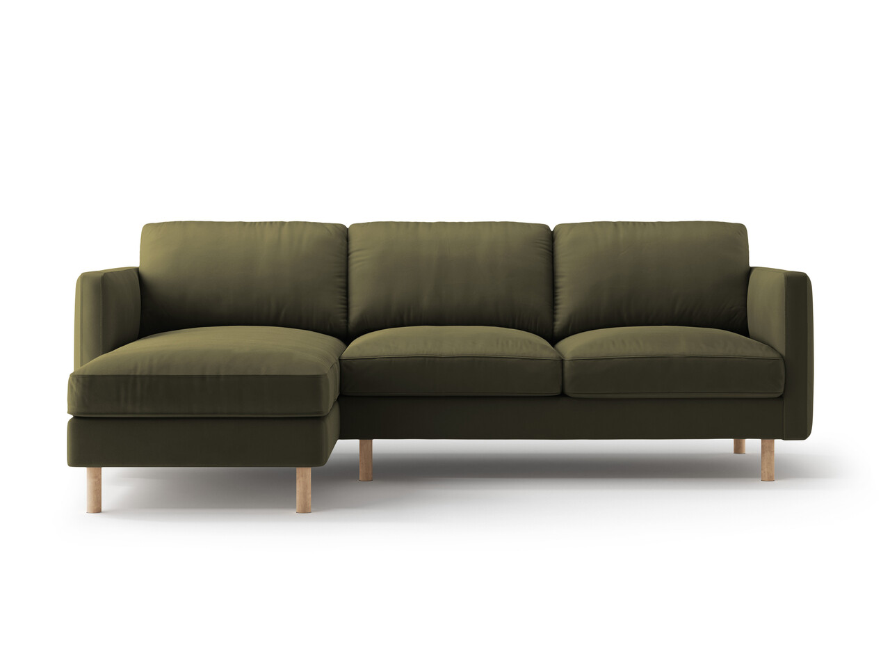 Coltar stanga 3 locuri, Eden, Micadoni Home, 250x150x90 cm, catifea, verde muschi melanj - imagine 6